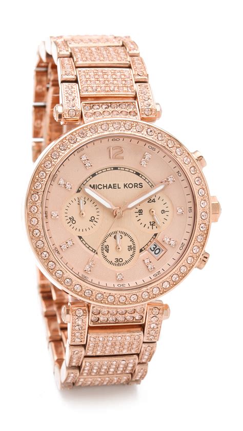 michael kors parker glitz watch rose gold|Michael Kors chronograph bracelet.